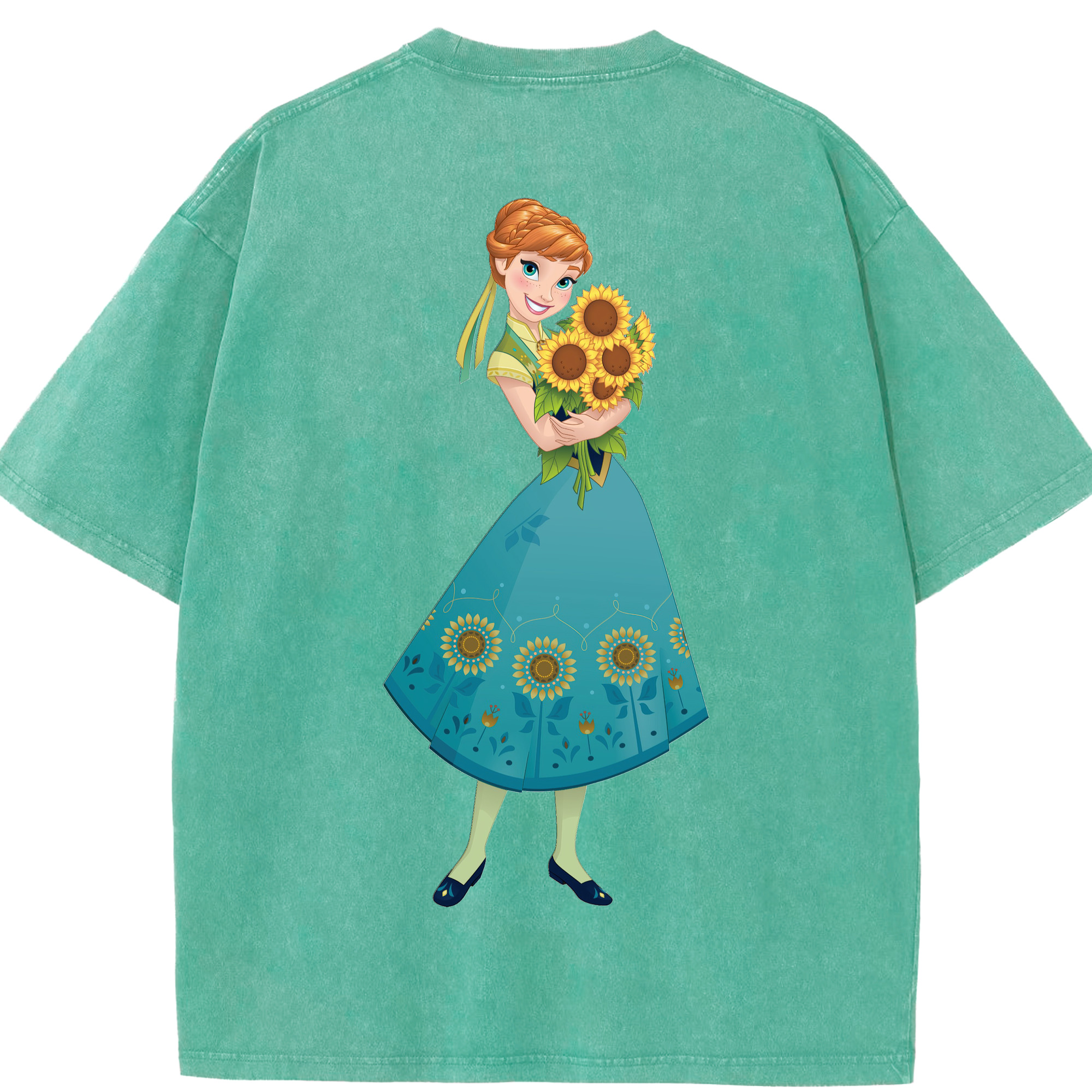 （画像用） アナと雪の女王 アンナ エルサ Frozen Anna Elsa 綿100% ヴィンテージ風 半袖Tシャツ（背面プリント）